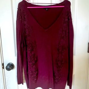 Embroidered vneck sweater